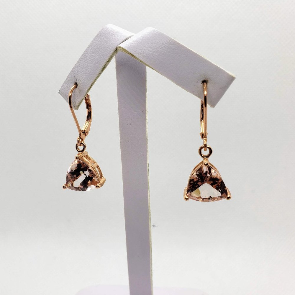 Peach Morganite Rose Gold European Drop Earrings
